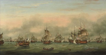 Thomas Mitchell The battle of the Saintes Sea Warfare Oil Paintings